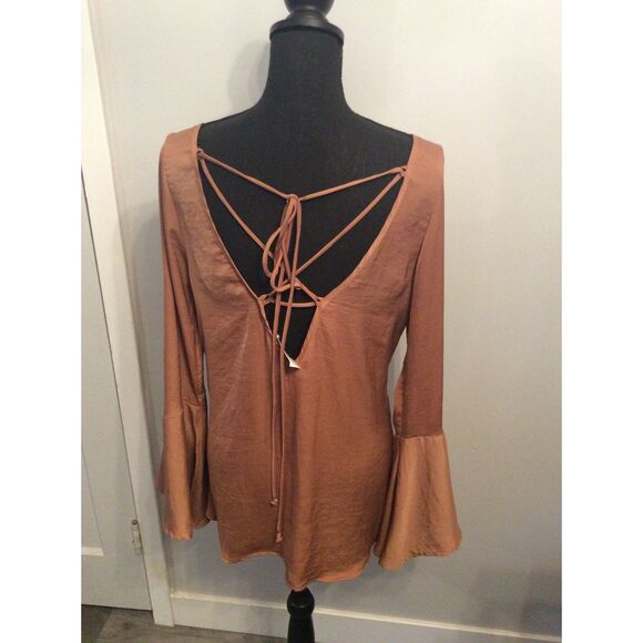 New NWT Planet Blue Tru Blu Gisele Cowl Tunic Large L Nude Boho - Picture 2 of 7